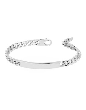 Lykken Casuals silver curb chain bracelet with plate