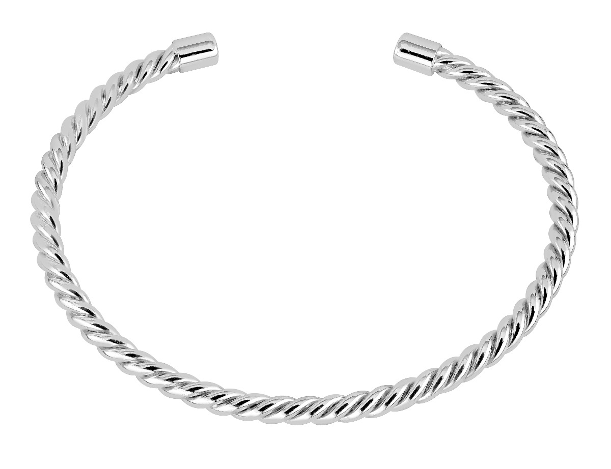 Twisted silver bangle bracelet