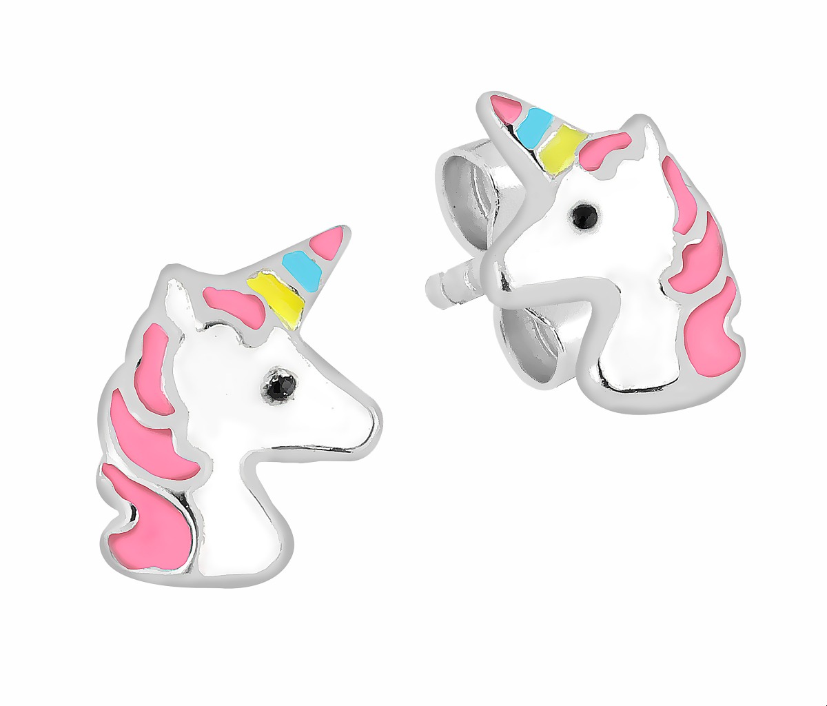 Lykka Symbols unicorn earrings silver
