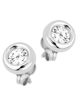 Lykka Casuals solitaire white gold bezel-set stud earrings 4 mm