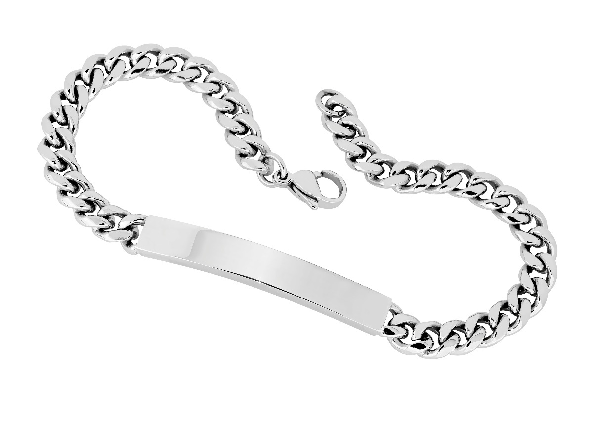 Lykka Strong cuban ID bracelet 6 mm silver colored 21-6