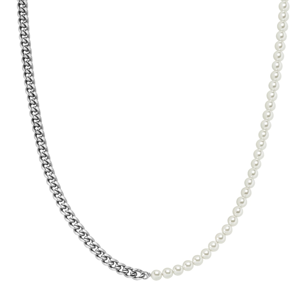 Lykka Strong cuban necklace 7 mm half pearl 