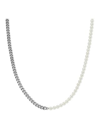 Lykka Strong cuban necklace 7 mm half pearl 