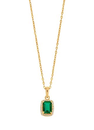 Lykka Casuals gold plated halo green octagon silver necklace 
