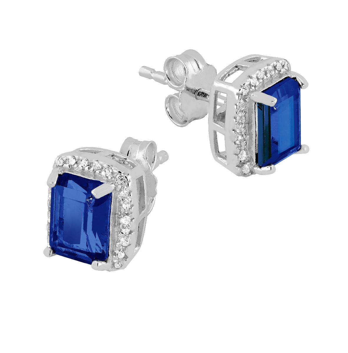 Lykka Casuals siniset octagon halo silver earrings 