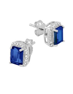 Lykken Casuals siniset octagon halo silver earrings