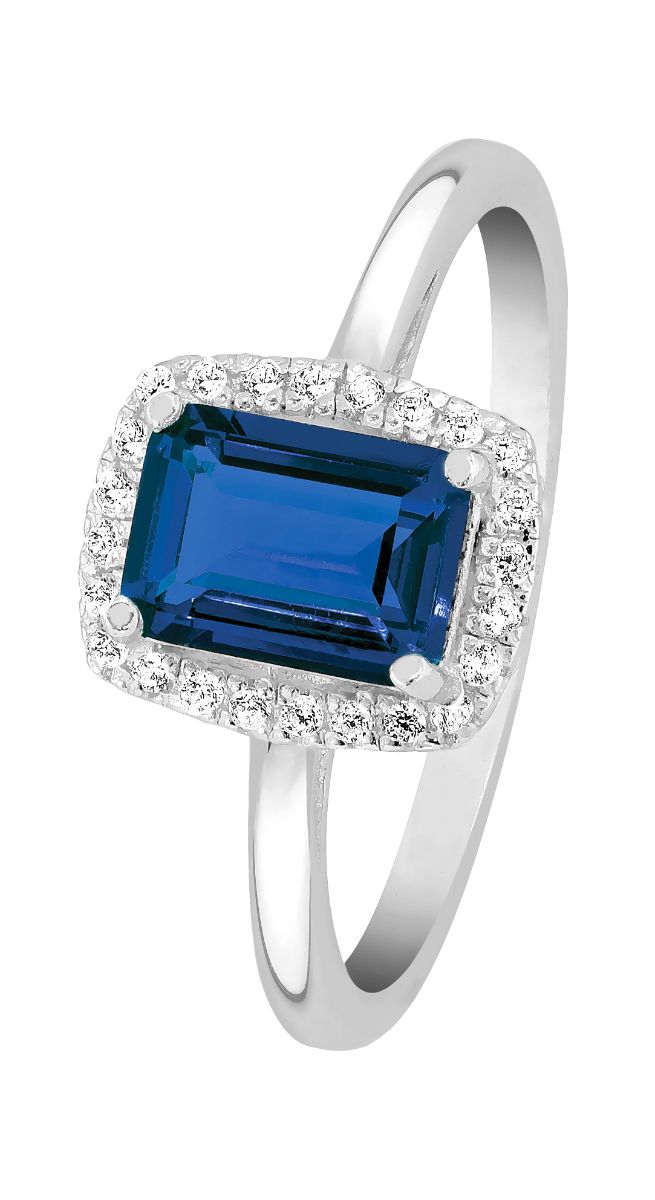 Lykka Casuals blue octagon halo-silverring 