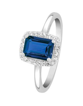 Lykka Casuals blue octagon halo-silverring