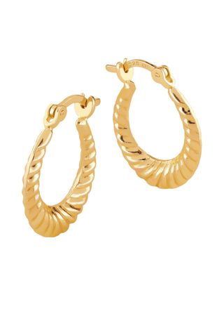Lykka Casuals oval gold plated chunky hoops silver  