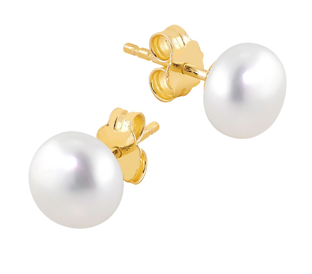 Lykka Pearls gold plated pearl earrings silver  8 mm 