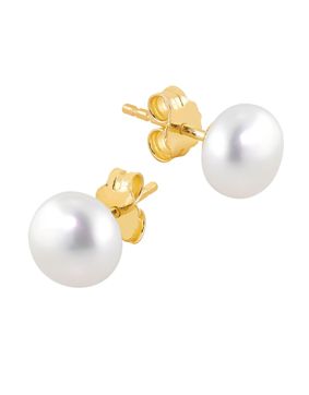 Lykka Pearls gold plated pearl earrings silver  8 mm