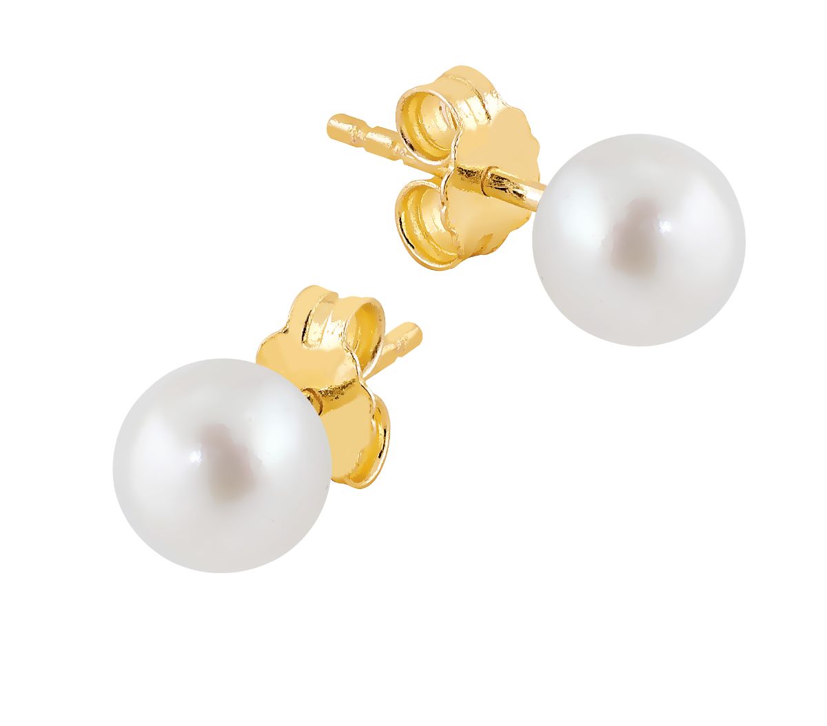 Lykka Pearls gold plated pearl earrings silver  6 mm 