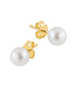 Lykken Pearls gold plated pearl earrings silver 6 mm