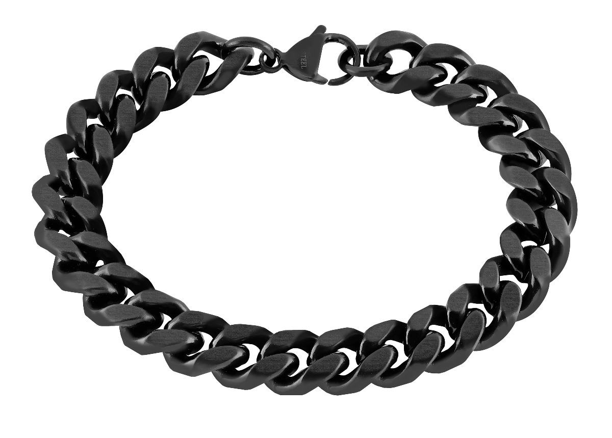 Lykka Strong steel curb bracelet 10 mm matte black 21 cm 