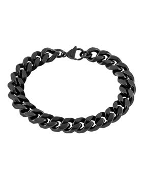 Lykken Strong steel curb bracelet 10 mm matte black