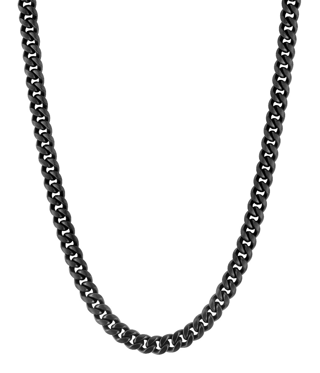 Lykka Strong steel curb necklace 10 mm matte black 