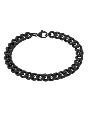 Lykken Strong steel curb bracelet 8 mm matte black