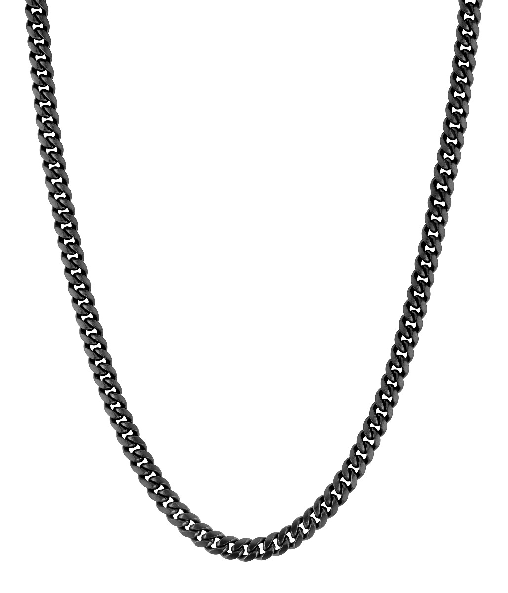 Lykka Strong steel curb necklace 8 mm matte black 