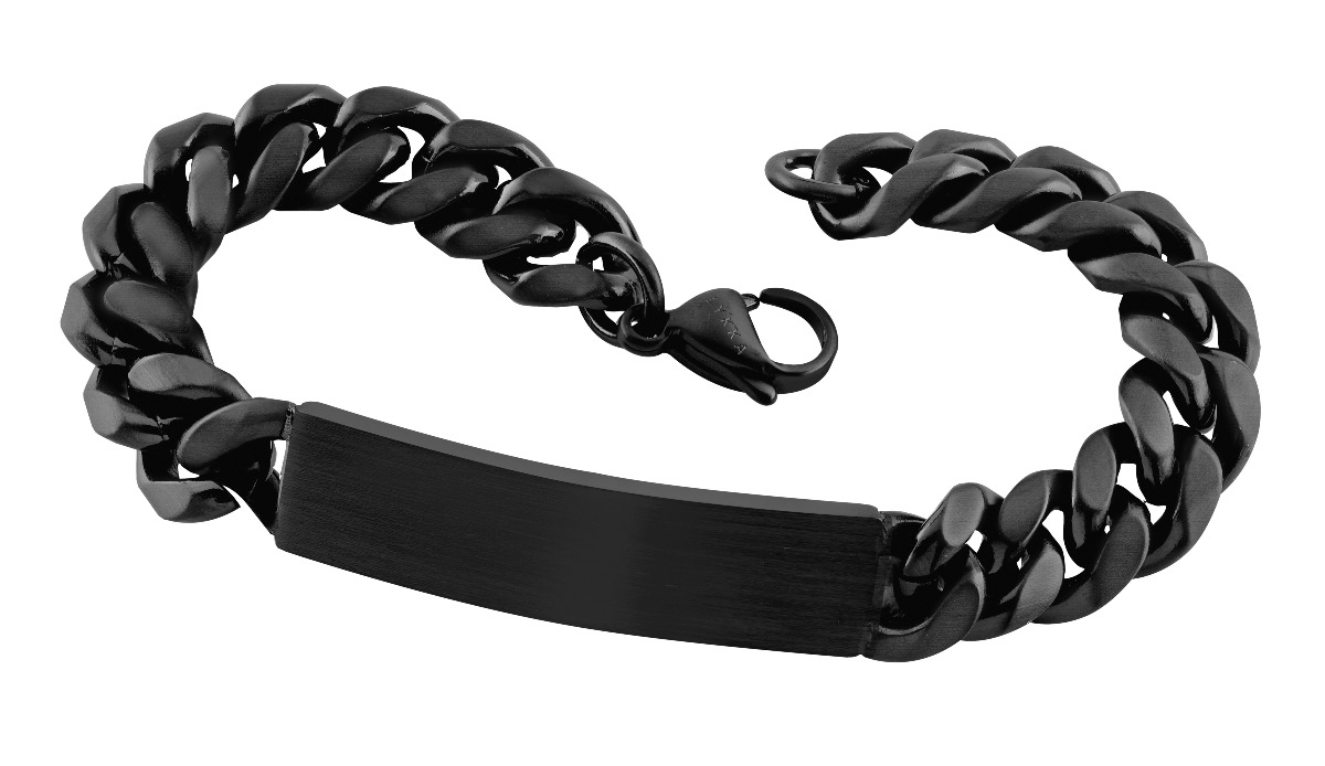 Lykka Strong steel curb bracelet 10 mm ID matte black 21 cm 