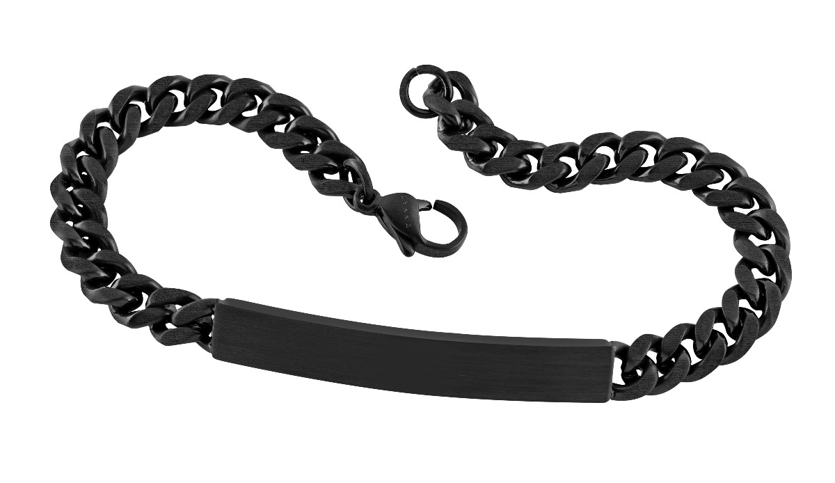 Lykka Strong steel curb bracelet 6 mm ID matte black 21 cm 