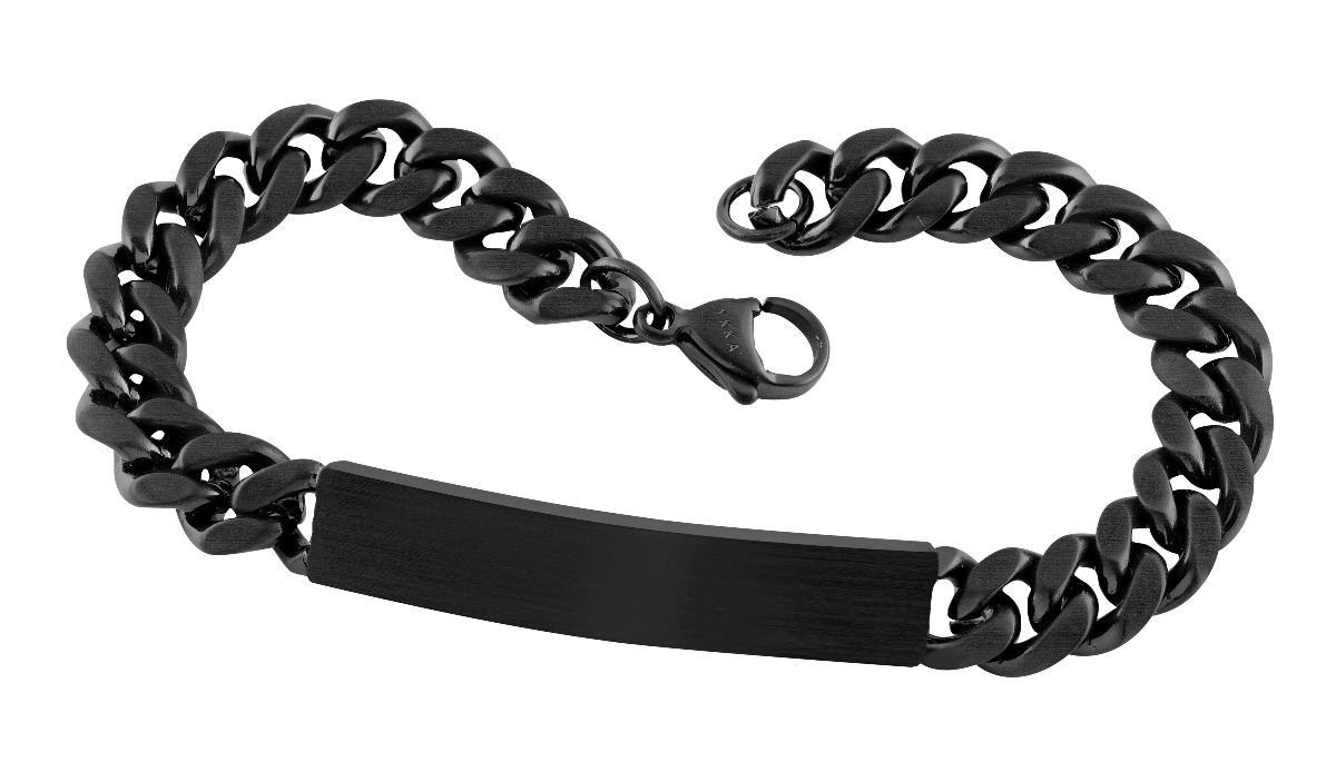 Lykka Strong steel curb bracelet 8 mm ID matte black 21 cm 