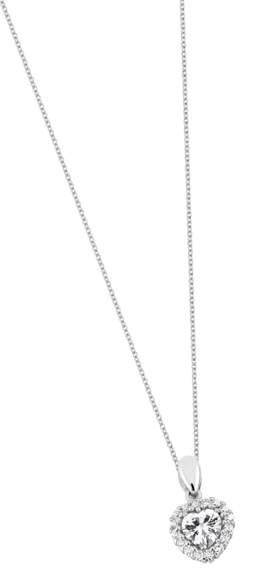 Lykka Hearts halo heart necklace silver  42+3 cm 