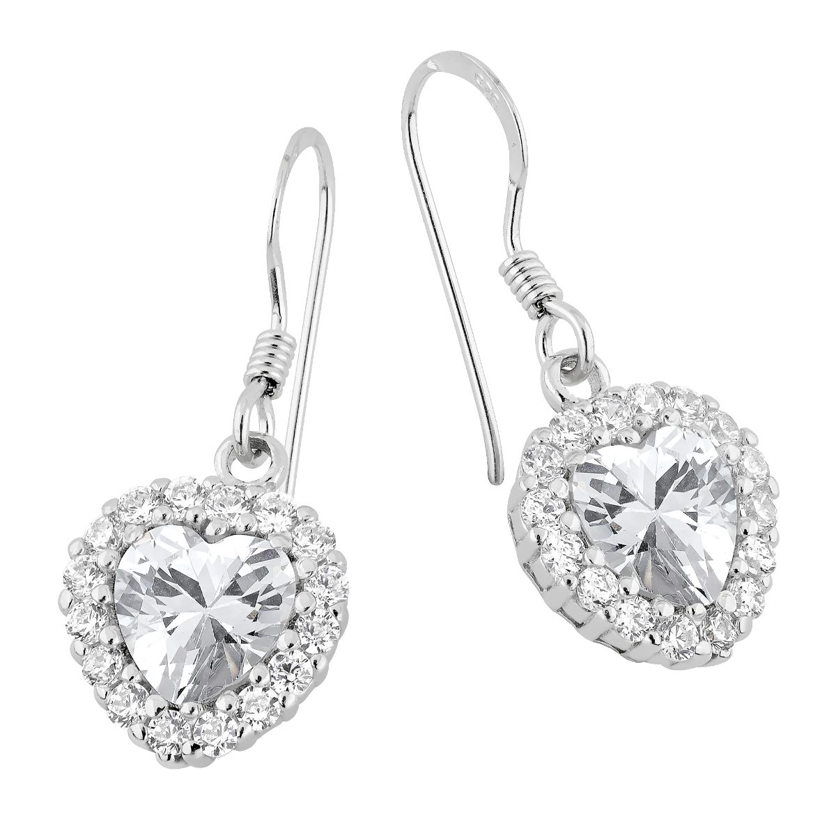 Lykka Hearts halo heart earrings french wire silver  