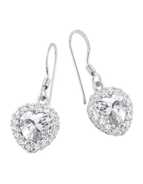 Lykka Hearts halo heart earrings french wire silver
