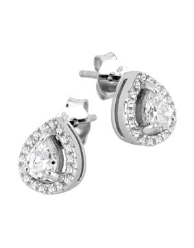 Lykka Casuals halo drop silver earrings