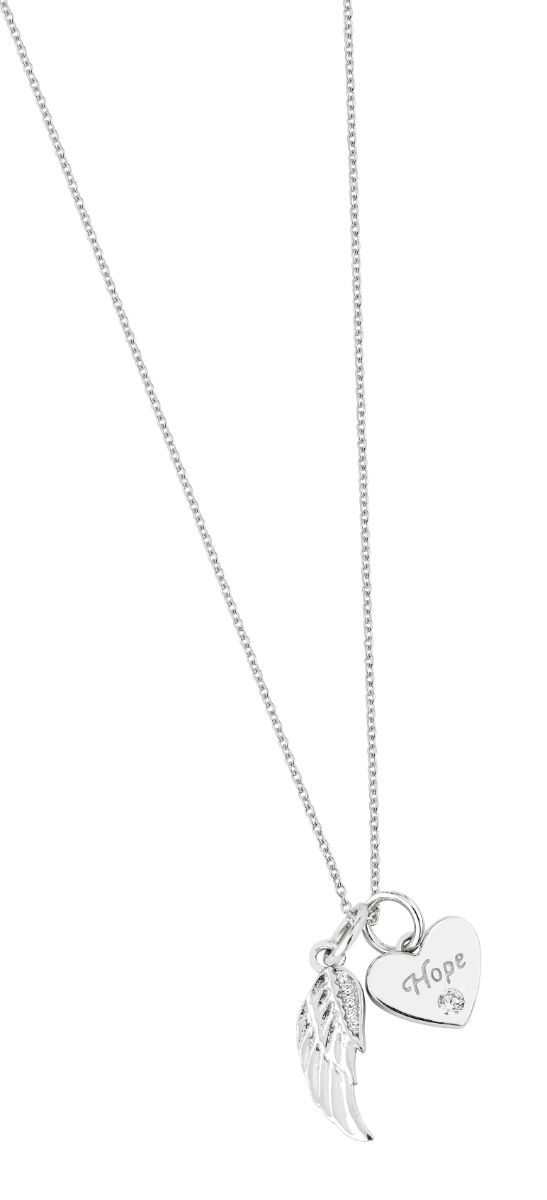 Lykka Symbols angel wing and heart silver necklace 42+3 cm 