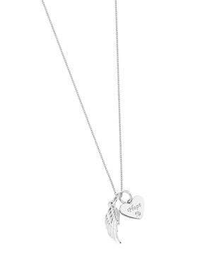 Lykken Symbols angel wing and heart silver necklace 42+3 cm