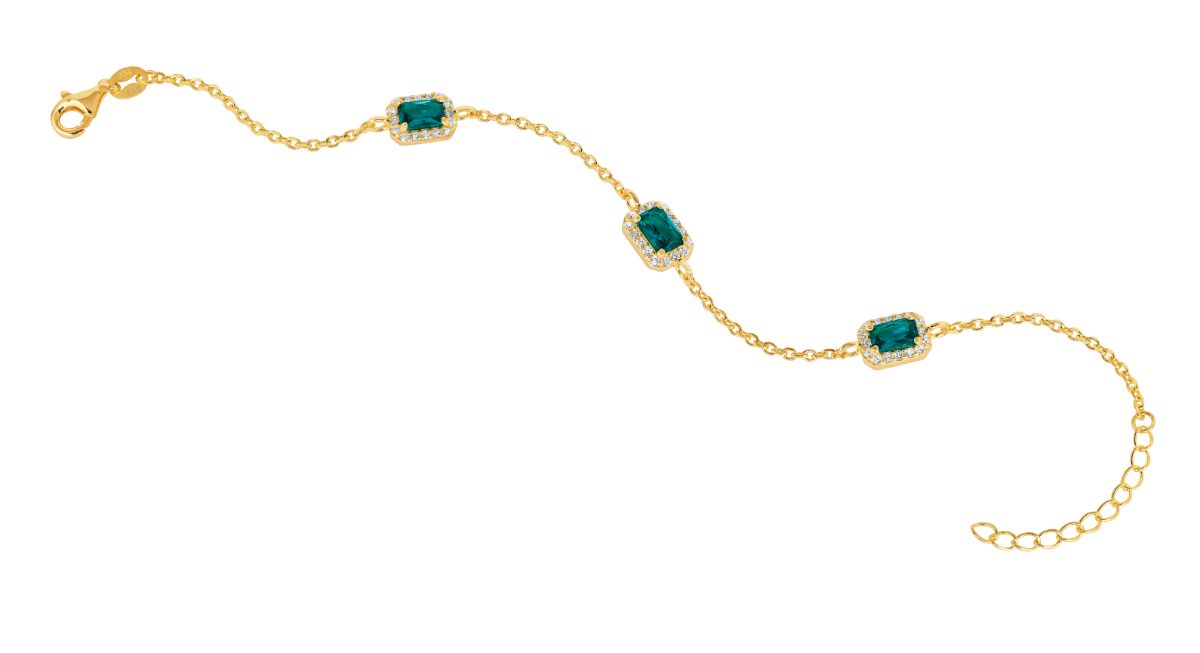 Lykka Casuals baguette-cut gold-plated silver bracelet 17+3cm