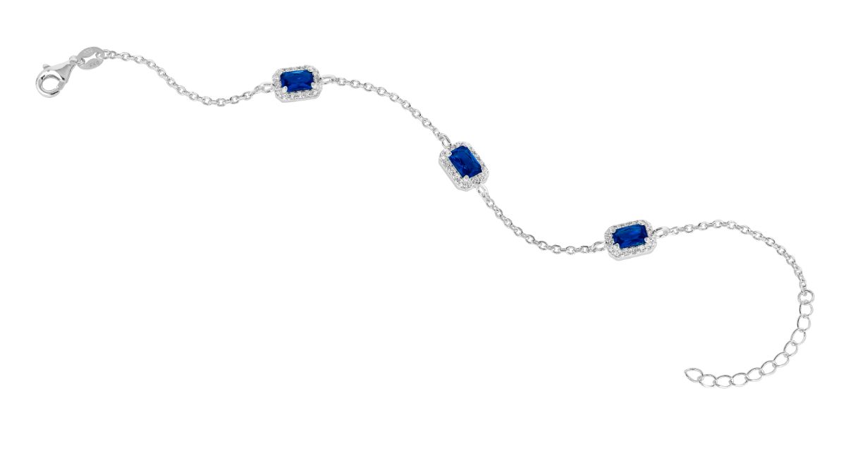 Lykka Casuals baguette-cut silver bracelet 17+3cm