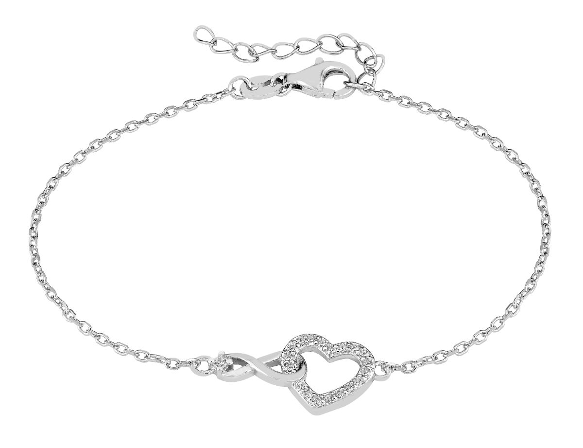 Lykka Hearts heart and infinity silver bracelet 17+3cm