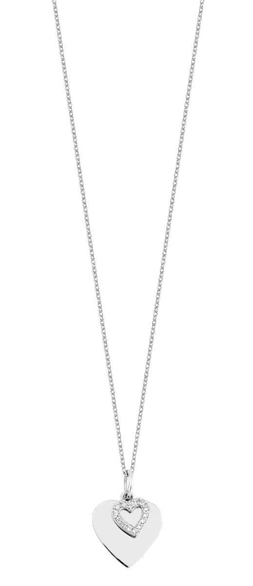 Lykka Hearts Tvo Hearts silver necklace 45cm