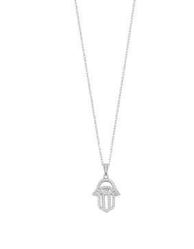 Lykken Symbols Hamsa hand silver necklace 45cm