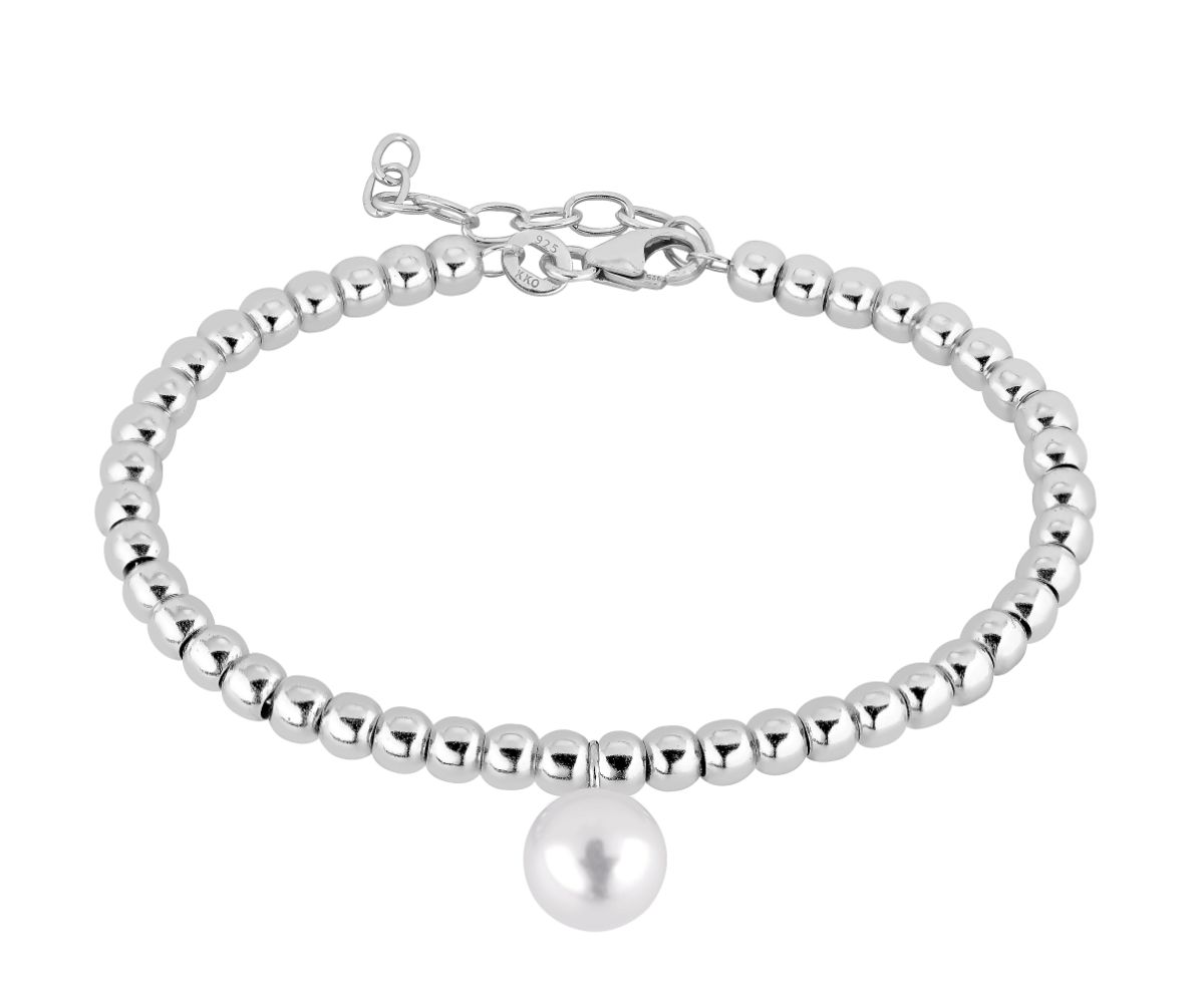 Lykka Casuals polished bead silver bracelet 16+3cm 