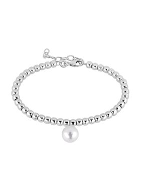 Lykken Casuals polished bead silver bracelet 16+3cm