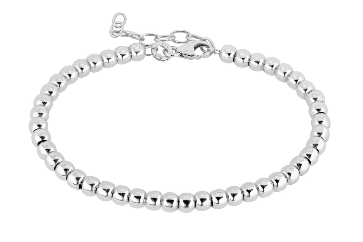 Lykka Casuals silver beaded bracelet 4mm 16+3cm 