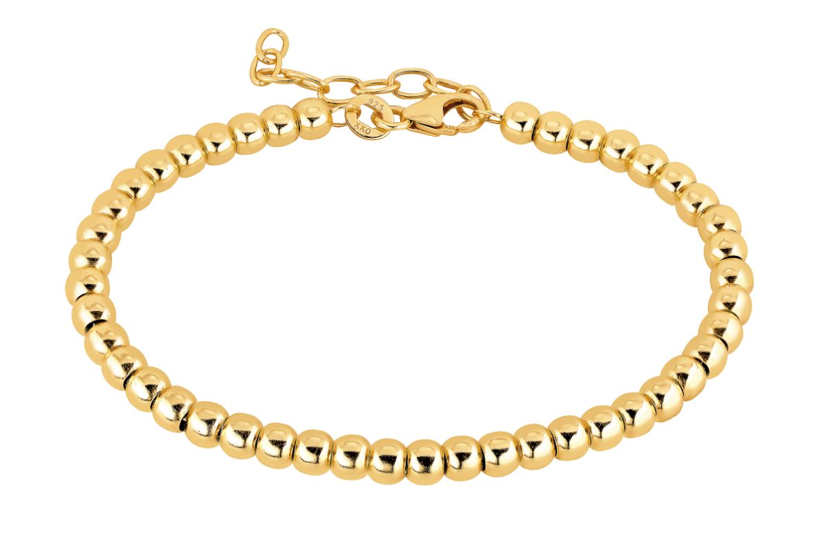 Lykka Casuals gold-plated silver beaded bracelet 4mm 16+3cm 