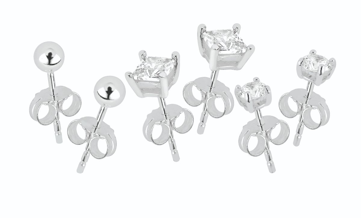 Lykka Casuals 3 pairs silver earring set JT-240754