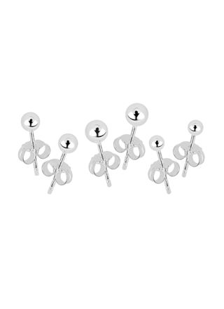 Lykka Casuals 3 pairs round silver earring set