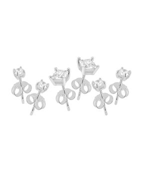 Lykken Casuals 3 pairs solitaire silver earring set