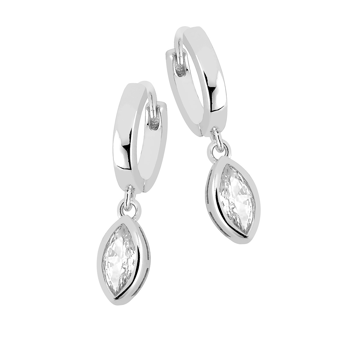 Lykka Casuals long navette silver earrings 