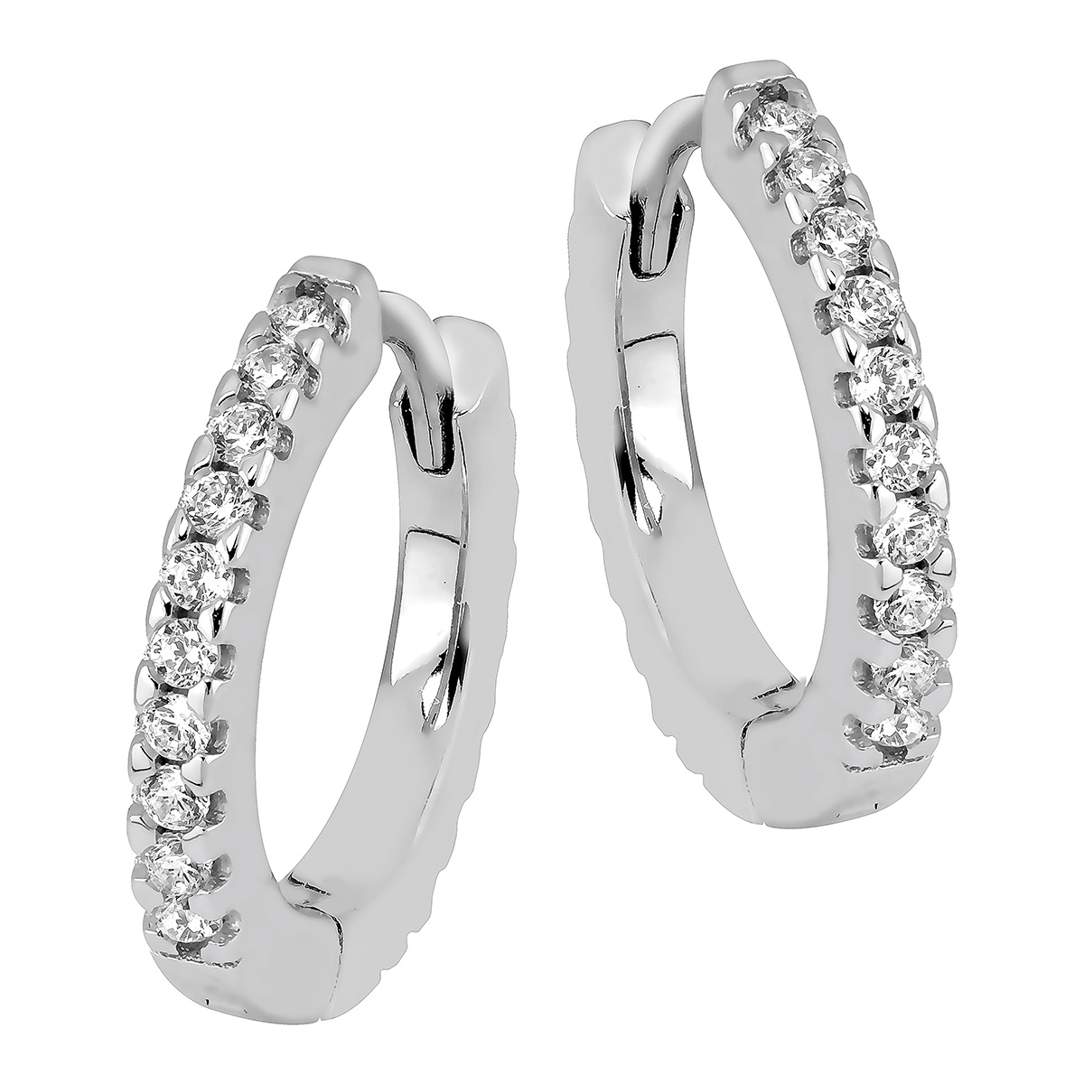 Lykka Casuals silver zirconia large hoop earrings 15 mm