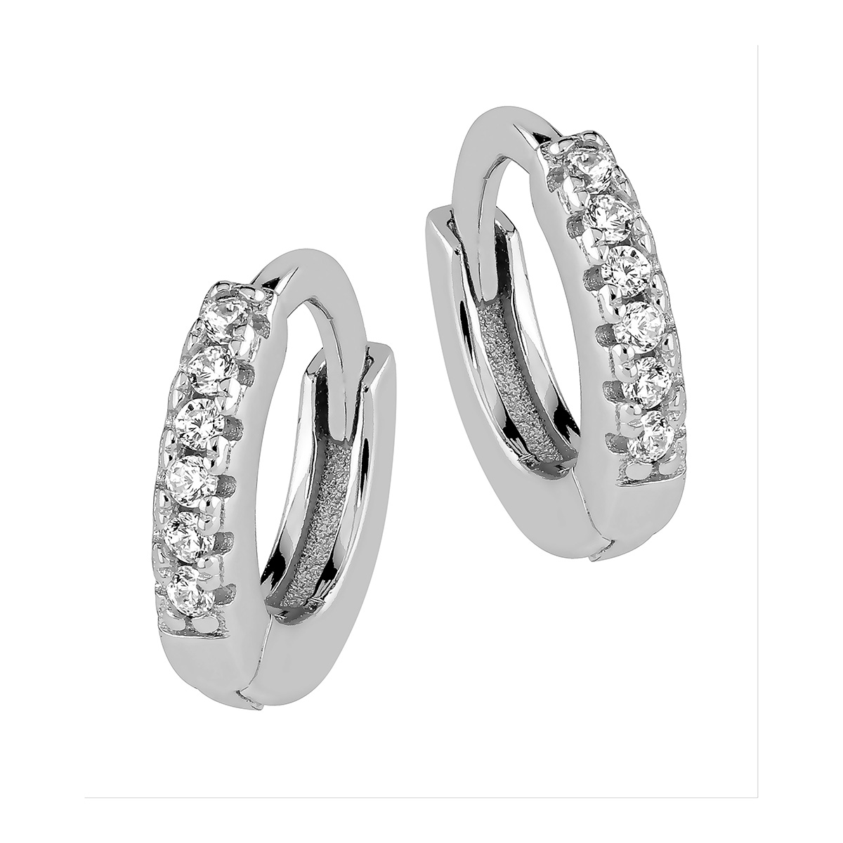 Lykka Casuals silver zirconia small hoop earrings 10 mm