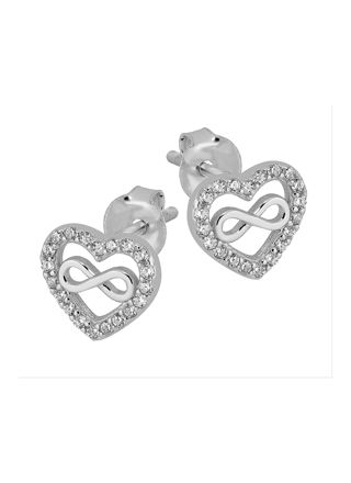 Lykken Hearts silver infinity heart stud earrings 7 mm
