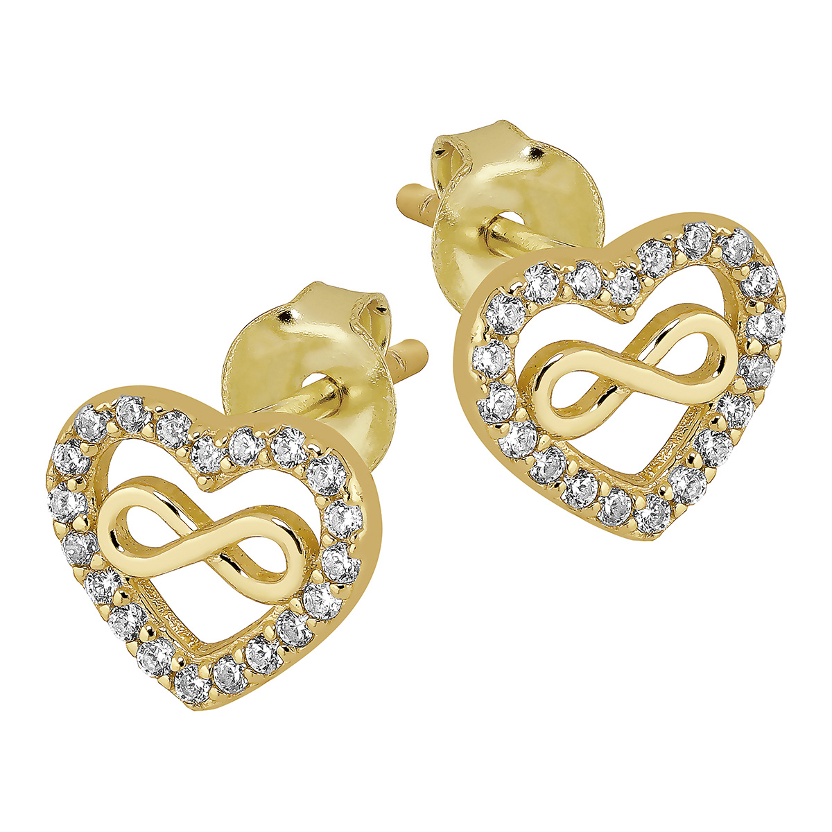 Lykka Hearts gold-plated infinity heart stud earrings 7 mm
