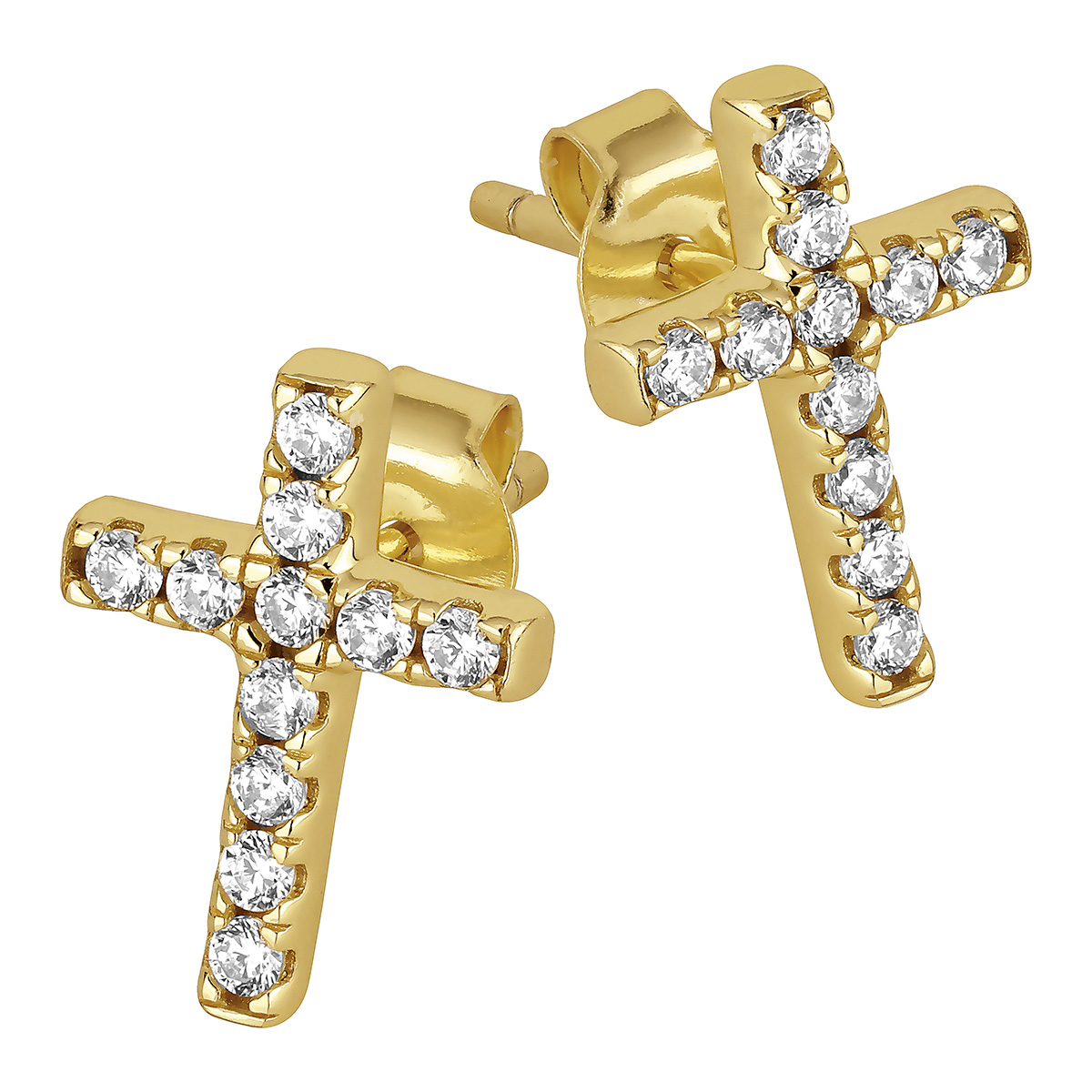 Lykka Crosses gold-plated cross stud earrings 10.8 mm