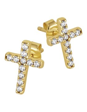 Lykken Crosses gold-plated cross stud earrings 10.8 mm